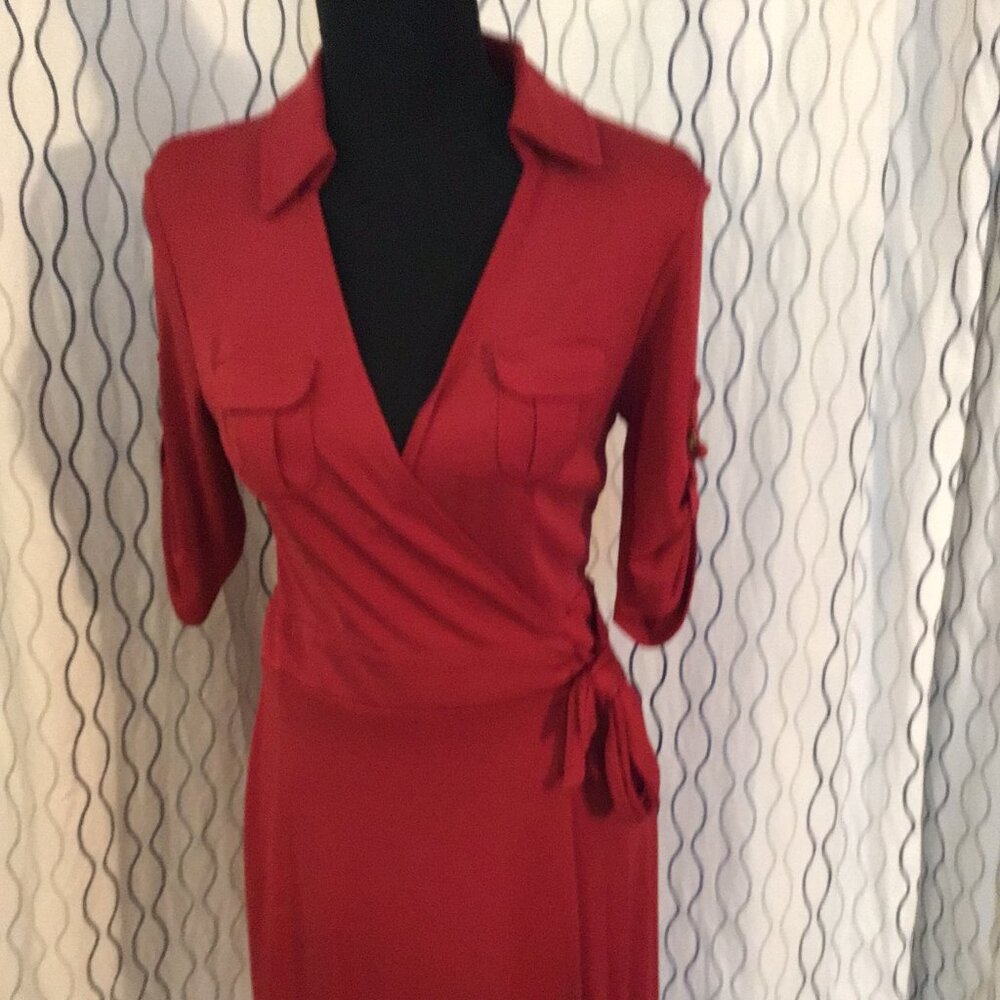 Red wrap dress